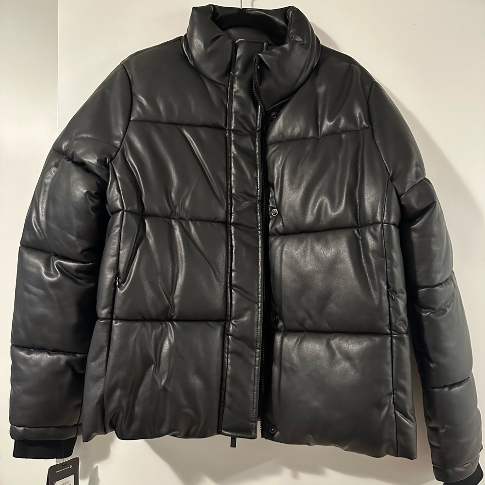 Marc New York Vegan Leather Puffer Jacket (New with Tags; Black)